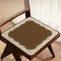 Vintage linen-style dining chair cushion breathable non-slip seat pad for office chair - Circle Brown (Square)