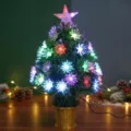 Árbol de navidad de fibra óptica colorida con flores brillantes y estrella para decoración. - Árbol de Margaritas Suaves de Luz Completa de Hoja Verde de 45cm (Enchufe US) / Enchufe US