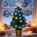 Mini árbol de Navidad de fibra óptica con estrellas luminosas coloridas para decoración. - Árbol de Estrellas de Doble Capa de Hoja Verde de 60cm (Enchufe US) / Enchufe US