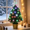 Árbol de Navidad luminoso de fibra óptica colorida variante, decoración festiva ideal. - Árbol de Copos de Nieve de Luz Completa de Hoja Verde de 60cm (Enchufe US) / Enchufe US