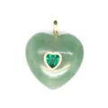 Pendentif cœur en cristal vert avec incrustation de zircon et attache dorée bijou femme élégant - Jade aventurine