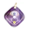 Exquisite square amethyst pendant with gold bail and yellow stone detail, elegant jewelry item. - Amethyst