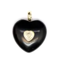 Pendentif cœur noir minimaliste en cristal avec zircone cubique dorée pour un style chic quotidien. - Obsidienne
