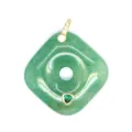 Green aventurine square safety buckle pendant with gold-tone cubic zirconia bail jewelry. - Aventurine Jade