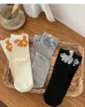 Cute handmade 3D cat socks for women, funny cartoon cotton mid-calf novelty hosiery. - One Size / Turn-head Cat - White