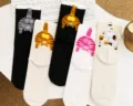 Cute cartoon cat butt long socks funny novelty hosiery for women spring and summer casual wear - One Size / Beige and Orange Cat