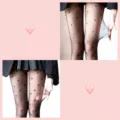 Summer ultra-thin anti-snag polka dot heart sheer pantyhose sexy black sheer tights for women. - Seamless Cut / 2 Pieces/Pack / Heart Black + Polka Dot Black