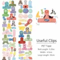 Cute clips washi tape sticker roll for journaling, crafts, planner, decorative daily design. - My Useful Clip / Refillable