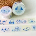 Cinta washi de cachorro azul lindo para diario y scrapbooking, rollo de pegatina decorativa. - Washi - Cuando éramos jóvenes Rollo Completo 5.25m