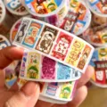 Retro vintage sticker tape roll cute cartoon aesthetic washi tape for journaling and crafts. - Vintage Label Sub-package / 100 Pieces/Pack