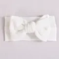 Bandeau bébé tricot gaufré blanc avec grand noeud, accessoire cheveux nourrisson - Blanc