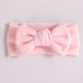 Bandeau nœud en tricot gaufré rose bébé, bandeau noué doux pour nourrisson, accessoire. - Rose