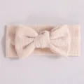 Bandeau nœud tricot gaufré bébé rose clair, accessoire cheveux mignon grand nœud pour nouveau-né. - Beige