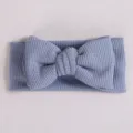 Bandeau bébé tricot gaufré bleu avec grand nœud pour nouveau-né, accessoire cheveux. - Bleu gris