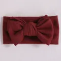 Bandeau nœud tricot gaufré pour bébé fille, accessoire cheveux rouge mignon, bandeau hiver doux. - Bordeaux