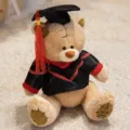 Cute graduation teddy bear plush toy wearing doctor cap and gown soft doll gift. - Patch Bear - Light Brown Doctor Style