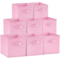 Pink collapsible fabric storage boxes set, square storage bins with handles for closet. - Large (28x28x28cm) / Pink