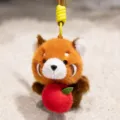 Lindo llavero de peluche de panda rojo, adorable colgante de bolso con manzana roja. - Bebé Panda Rojo - Colgante de Tirar - 10cm