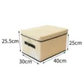 Scatola portaoggetti in tessuto con coperchio, organizer pieghevole per vestiti con manici. - Taglia S / Beige