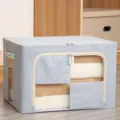 Gran caja de almacenamiento de tela con marco de acero, ventana clara y cremalleras para mantas. - Estilo Cubo de Estructura de Acero / 66L (50x40x33cm) / Azul