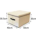 Faltbare Stoff-Aufbewahrungsbox mit Deckel, großer Kleider-Organizer für Schrank, 50x40cm - L / Beige