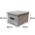 Faltbare Stoff-Aufbewahrungsbox mit Deckel und Griff fuer Kleiderschrank-Organizer 50x40cm - L / Dunkelgrau