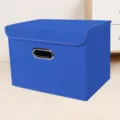 Blaue Stoff Faltbare Aufbewahrungsbox mit Deckel und Griff für Kleiderschrank Organisation. - Dunkelblau