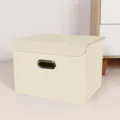 Beige Stoff Faltbare Aufbewahrungsbox mit Deckel und Metallgriff für Kleidung. - Gebrochenes Weiß
