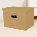 Zusammenklappbare Stoff-Aufbewahrungsbox mit Deckel und Griff fuer Kleidung und Schrank. - Khaki