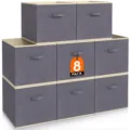 Foldable fabric storage boxes with handles, grey closet organizers, 8 pack stackable bins. - Large (28x28x28cm) / Dark Gray