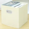 Scatola portaoggetti in tessuto beige contenitore pieghevole con maniglia per armadio casa. - Stile Cassetto Bianco Sporco - Doppia Maniglia con Fibbia di Plastica