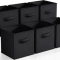 Black foldable storage bin fabric cube organizer box with handle for closet shelf - Large (28x28x28cm) / Black