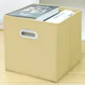 Scatola portaoggetti in tessuto pieghevole beige, contenitore con maniglia per organizzazione armadio. - Stile Cassetto Kaki - Doppia Maniglia con Fibbia di Plastica