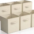 Beige foldable fabric storage box with handle, open top bin for closet toys organizer. - Large (28x28x28cm) / Beige
