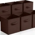 Brown foldable fabric storage box cube bins with sturdy handles for home wardrobe organization - Large (28x28x28cm) / Coffee