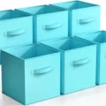 Light blue foldable storage box, fabric cube with handle, collapsible home organizer bin. - Large (28x28x28cm) / Blue