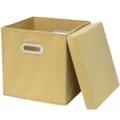 Scatola portaoggetti in tessuto cachi con coperchio, organizer pieghevole per armadio casa. - Versione Aggiornata Ispessita Kaki con Coperchio
