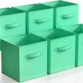 Mint green foldable fabric storage boxes, open square toy organizers for wardrobe and shelf. - Large (28x28x28cm) / Green