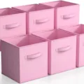 Pink collapsible fabric storage cube with front handle, perfect for closet and toy organization - Large (28x28x28cm) / Pink