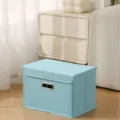 Light blue foldable fabric storage box with lid and metal handle for home clothes and toys. - Small 25*20*17cm / Macaron Blue