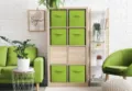 Green foldable fabric storage box set for cube shelving, ideal for home wardrobe organization. - 30x30x15cm / Green