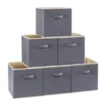 Scatole di immagazzinaggio in tessuto pieghevoli organizer grigi per vestiti e giocattoli - Piccolo (27x27x28cm) / Grigio