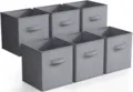 Set of 6 grey fabric storage boxes, collapsible cube organizers with reinforced handles. - Large (28x28x28cm) / Gray