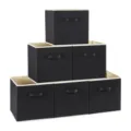 Scatola portaoggetti in tessuto nero pieghevole con interno beige per vestiti e giocattoli. - Piccolo (27x27x28cm) / Nero