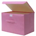 Scatola portaoggetti in tessuto rosa con coperchio, organizer per vestiti pieghevole armadio - Rosa Bambina Lavabile