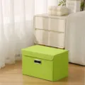 Foldable fabric storage box with lid and pull handle for home bedroom organization - Small 25*20*17cm / Macaron Green