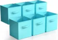 Foldable fabric storage boxes set of 6 cyan cubes for closet clothes organization - Blue