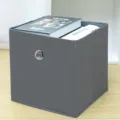 Foldable fabric storage box cube organizer for home wardrobe clothes clutter organization bin. - Large (28*28*28cm) / Gray Round Hole Open Top