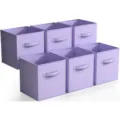 6 Pack Foldable Fabric Storage Bins Purple Closet Organizer Cubes Containers for Clothes - Light Purple