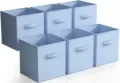 Light blue fabric storage box, foldable cube organizer for closet clothes and home storage. - Light Blue